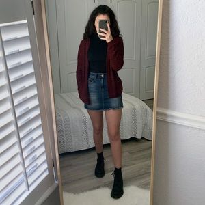 Burgundy Sweater Cardigan Small